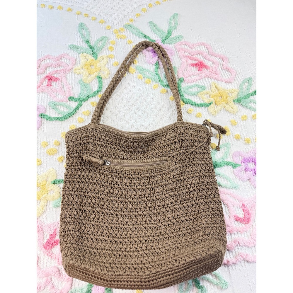 The Sak Crochet‎ Tote Bag Brown Hobo Shoulder Bag